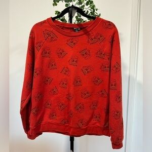 Cute Donald Duck, Christmas, ready, red and black crewneck women’s sweater